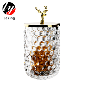 Whole Machine Blown High Quality Clear Glass Candle Jar Canister With Cute Animal Lid