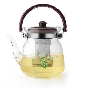 Wholesale Kitchen Blooming Glass Kettle Teapot Suitibale for Stovetop Safe Base Warmer