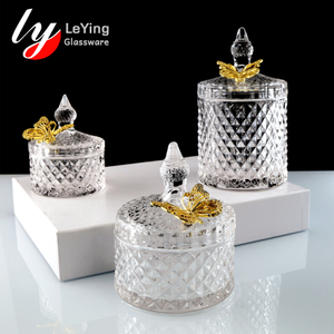Wholesale Crystal Transparent Empty Glass Candle Jars With Different Lids Hot-Sale On Amazon 2021